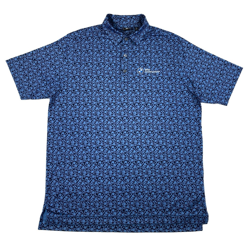 FootJoy BMW Championship Golf Polo Shirt Men's Large Blue Floral AOP